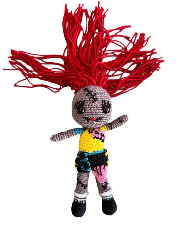 Cadılar Bayramı Amigurumi Sally Bebek Kızıl