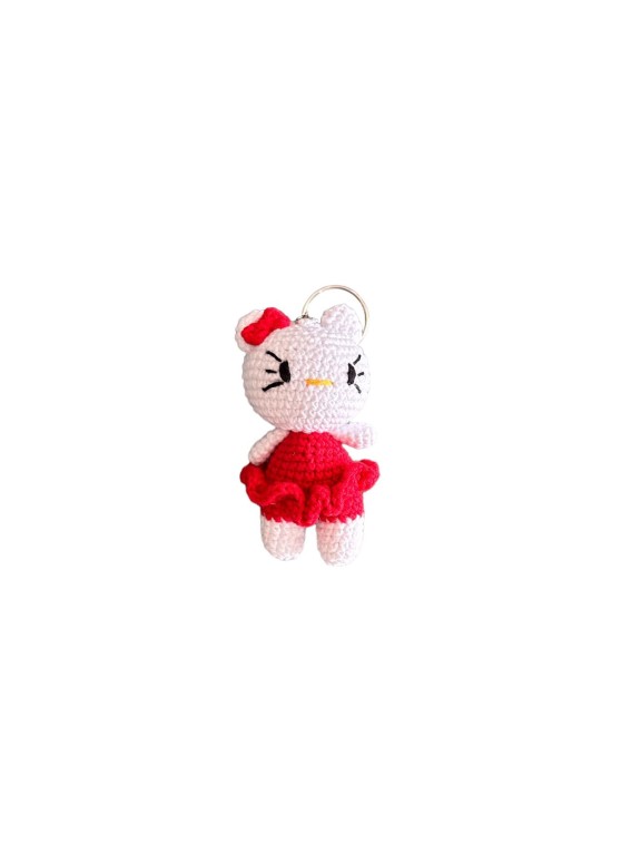 Gamay Group Amigurimi El Örgüsü Anahtarlık - Sevimli Hello Kitty Kedi Amigurimi Anahtarlık | Kırmızı Renk Amigurimi Hello Kitty